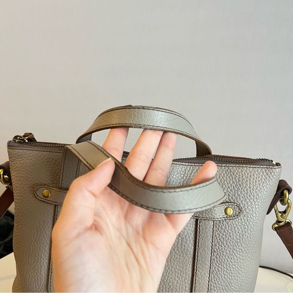 FOSSIL Leather Tan Grey Maddox Sydney Crossbody Satchel Ryder - Picture 4 of 10